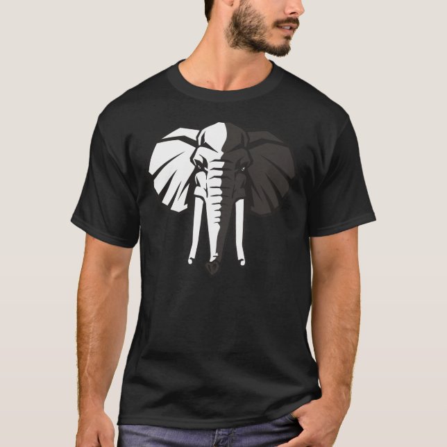 Svartvit elefant t-shirt (Framsida)