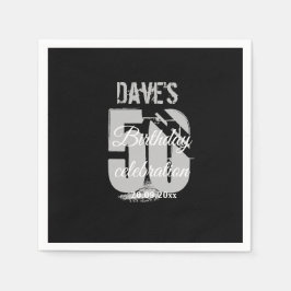 Svartvit elegant 50:e valfri Födelsedagsfest Pappersservett