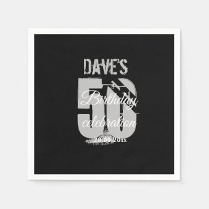 Svartvit elegant 50:e valfri Födelsedagsfest Pappersservett