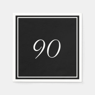 Svartvit Elegant 90:e födelsedag Pappersservett