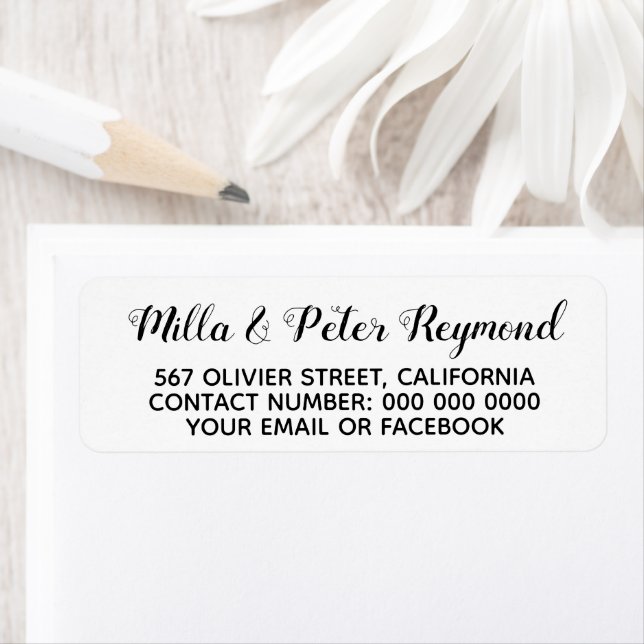 Svartvit elegant adress returadress etikett (Insitu)