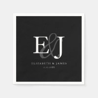 Svartvit Elegant Ampersand Monogram Bröllop