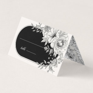 Svartvit elegant blommigt bröllop bord-kort kort