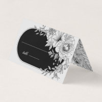 Svartvit elegant blommigt bröllop bord-kort