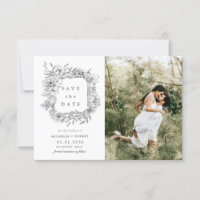 svartvit elegant blommigt två Foto Spara datum