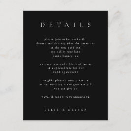 Svartvit Elegant Boho Information om Bröllop Moder Tilläggskort