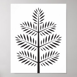Svartvit Elegant Botaniska Tropiska Gren Poster
