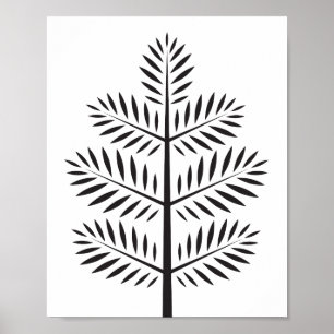 Svartvit Elegant Botaniska Tropiska Gren Poster