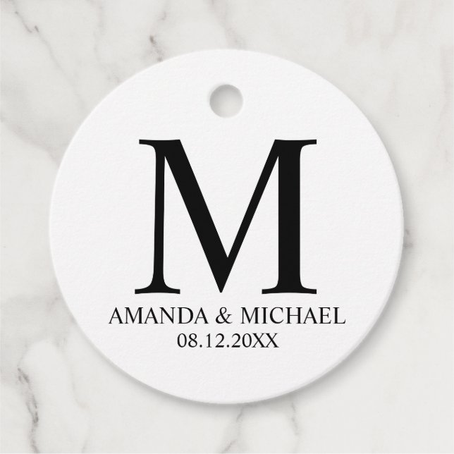 Svartvit Elegant bröllop, Kärlek & tack Gåvor Etiketter (Framsida)