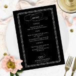 Svartvit Elegant bröllop-meny Meny<br><div class="desc">Svartvit Elegant bröllop-meny</div>