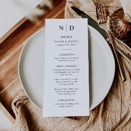 Svartvit Elegant Classic Bröllop Menu