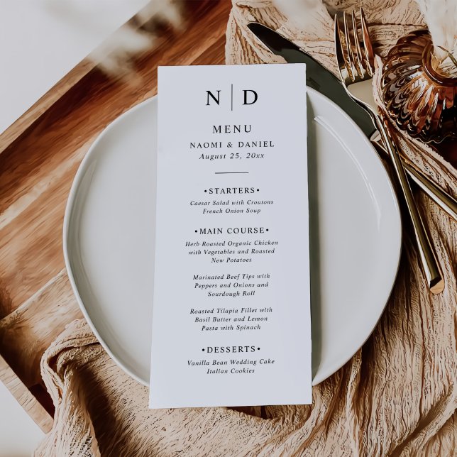 Svartvit Elegant Classic Bröllop Menu (Skapare uppladdad)