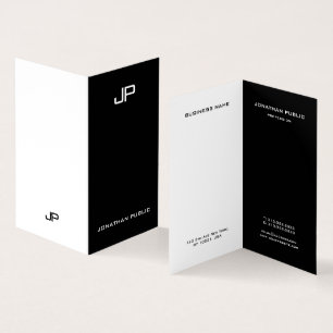 Svartvit elegant enkel modern Monogram Visitkort