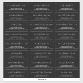 Svartvit Elegant Formell Bröllop Adress Klistermärken