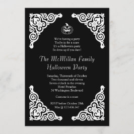 Svartvit elegant halloween festinbjudan inbjudningar