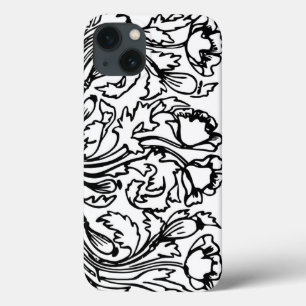 svartvit elegant i blommigten art nouveau