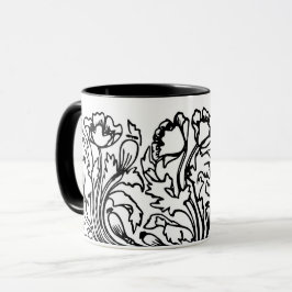 svartvit elegant i blommigten art nouveau mugg