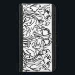 svartvit elegant i blommigten art nouveau plånboksfodral för samsung galaxy s5<br><div class="desc">Vallmoblomman mönster i art nouveau med ett handpennat utseende och det vackra ekologiska flödet från art nouveau. I svartvitt.</div>