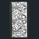 svartvit elegant i blommigten art nouveau plånboksfodral för samsung galaxy s5<br><div class="desc">Vallmoblomman mönster i art nouveau med ett handpennat utseende och det vackra ekologiska flödet från art nouveau. I svartvitt.</div>