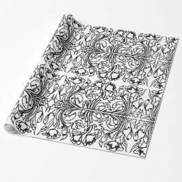 svartvit elegant i blommigten art nouveau presentpapper