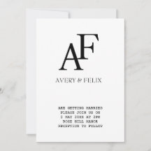 Svartvit Elegant i bröllop Monogram Gäst