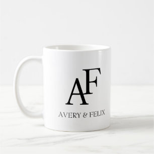 Svartvit Elegant i bröllop Monogram Gäst Kaffemugg