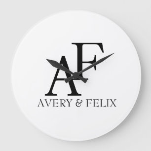 Svartvit Elegant i bröllop Monogram Gäst Stor Klocka