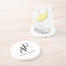 Svartvit Elegant i bröllop Monogram Gäst Underlägg