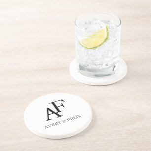 Svartvit Elegant i bröllop Monogram Gäst Underlägg