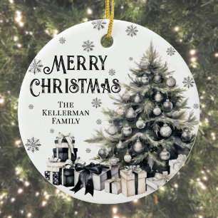 Svartvit Elegant Julgran Julgransprydnad Keramik