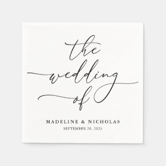 Svartvit Elegant Kalligrafi Modern Bröllop Pappersservett