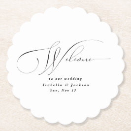 Svartvit Elegant Kalligrafi Modern bröllop Underlägg Papper