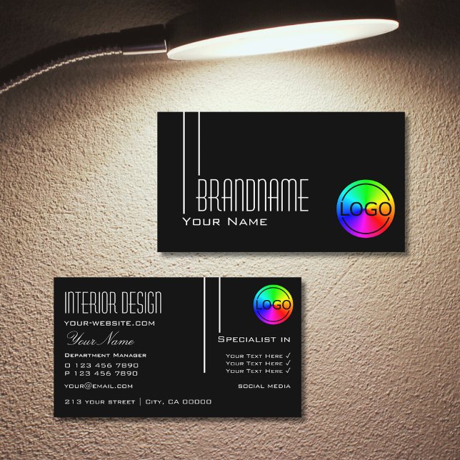 Svartvit elegant med Logotypens Professionell Mode Visitkort (Skapare uppladdad)