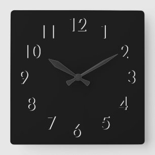 Svartvit elegant Minimalist Fyrkantig Klocka