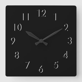 Svartvit elegant Minimalist Fyrkantig Klocka