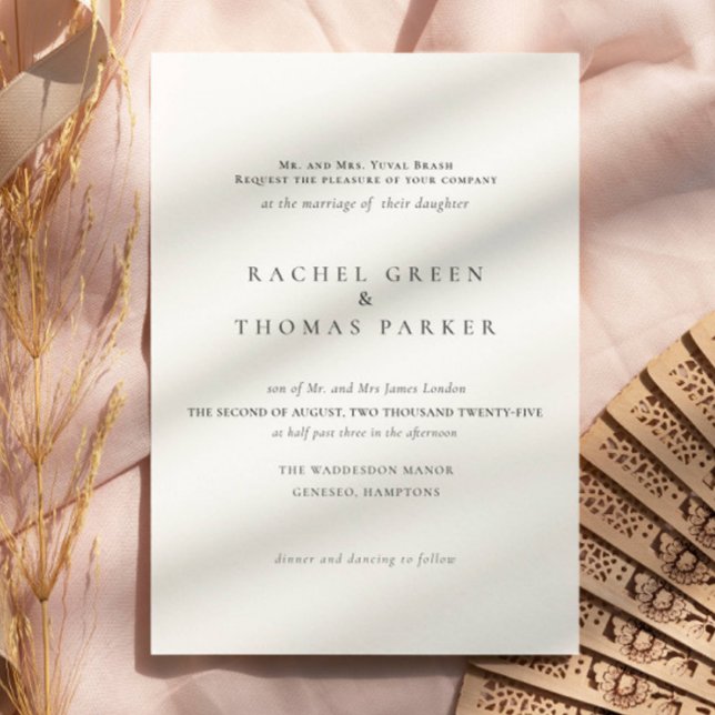 Svartvit Elegant - minimalistisk formalistisk Bröl Inbjudningar (Skapare uppladdad)