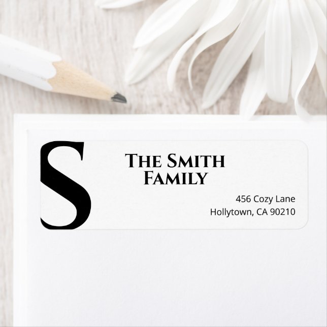 Svartvit Elegant - minimalt modernt enkelt Returadress Etikett (Insitu)