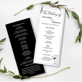 Svartvit Elegant Modern Bröllop Program
