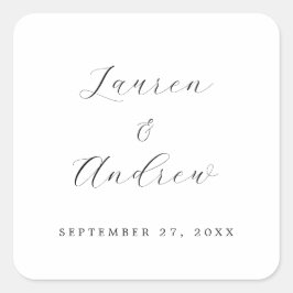 Svartvit Elegant Modern Endern Bröllop Fyrkantigt Klistermärke