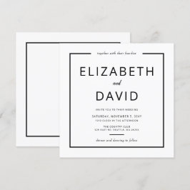 Svartvit Elegant Modern minimalistisk Bröllop Inbjudningar