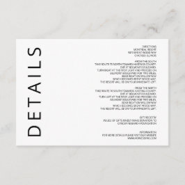 Svartvit Elegant Modern minimalistisk Bröllop Tilläggskort