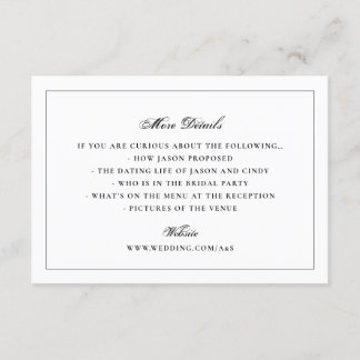 Svartvit Elegant Monogram Bröllop Tilläggskort