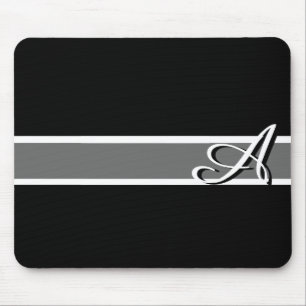 Svartvit Elegant Monogram med Namn Musmatta