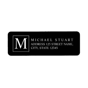 Svartvit Elegant Monogram Returadress Etikett