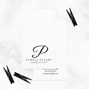 Svartvit elegant Monogram Visitkort
