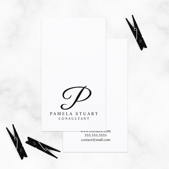 Svartvit Elegant Monogram Visitkort (Skapare uppladdad)