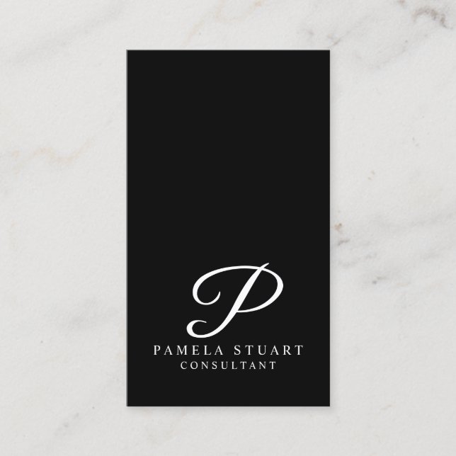 Svartvit Elegant Monogram Visitkort (Framsida)