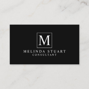 Svartvit Elegant Monogram Visitkort
