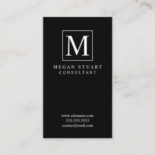 Svartvit Elegant Monogram Visitkort