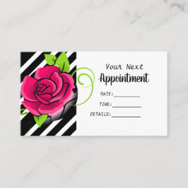 Svartvit elegant och Rosa ros (Salon) Tidsbeställning Kort